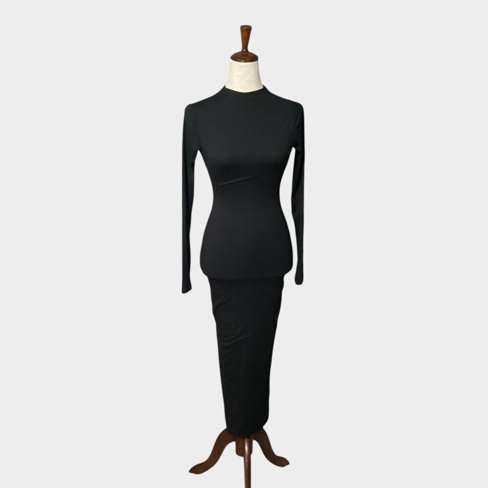 Naked Wardrobe Butter Long Sleeve Maxi Dress Black Size Small - Picture 2 of 10